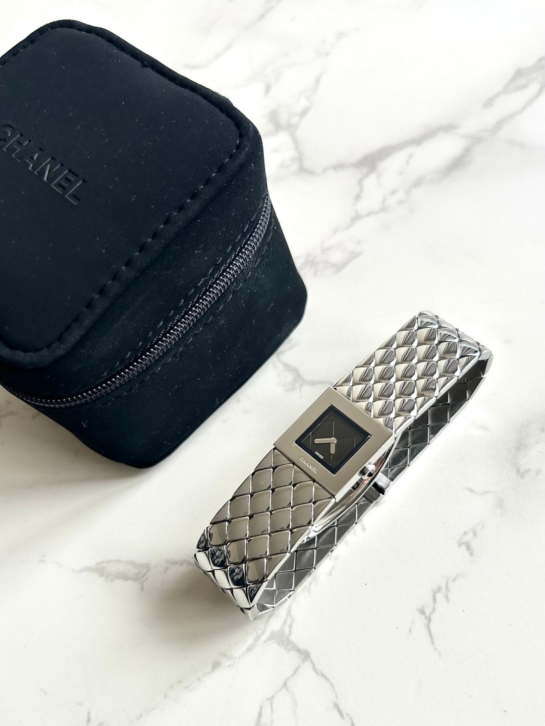 绝版古董表 Chanel Metalaase 黑银色中古手表 石英表 女装腕表 - 女表 - 其他金属 银色