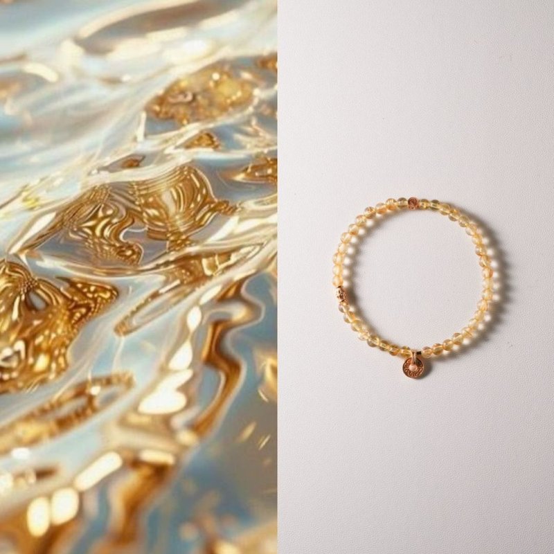 原创天然黄水晶手串招财钱币莲花手工手链 - 手链/手环 - 玉石 黄色