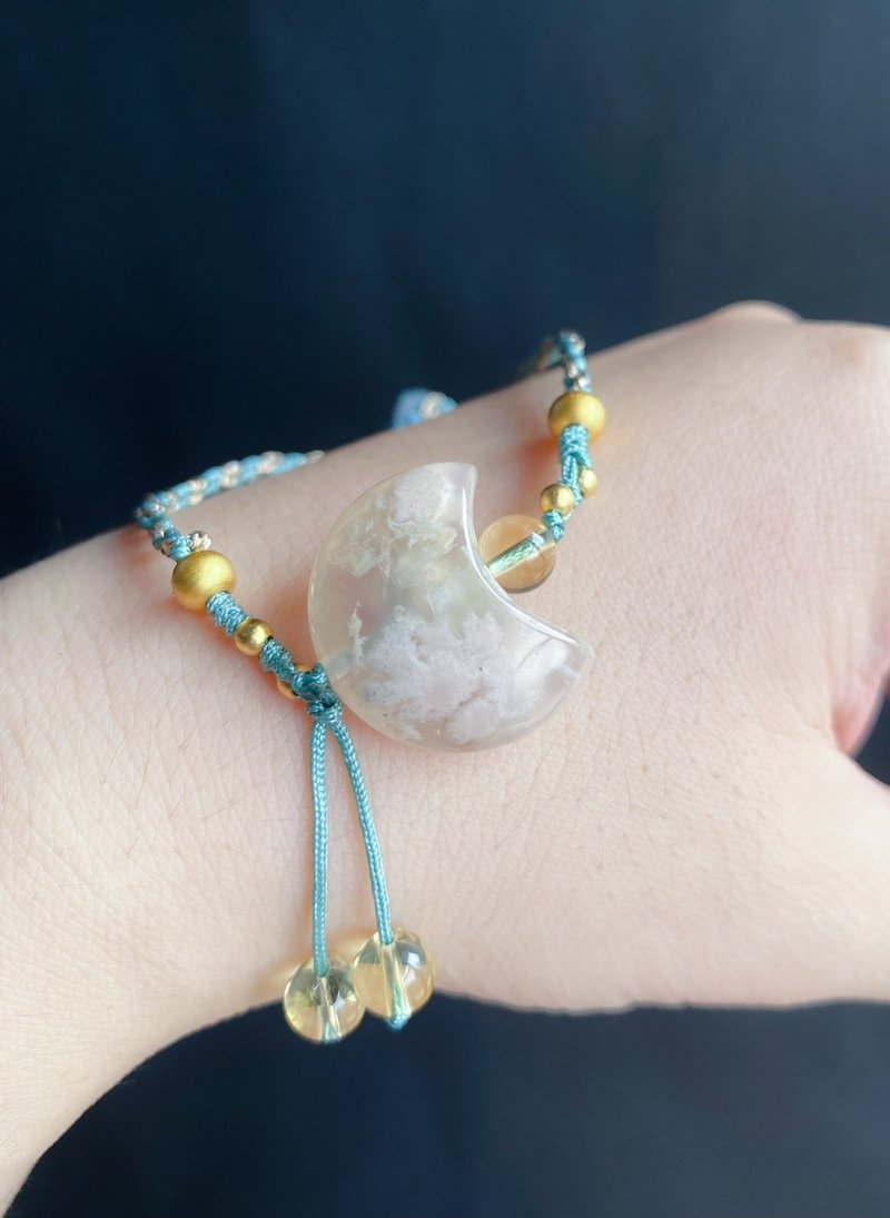 月 樱花玛瑙 菜园子绿 成型小花 设计款 手链 手绳 礼物 - 手链/手环 - 水晶 绿色