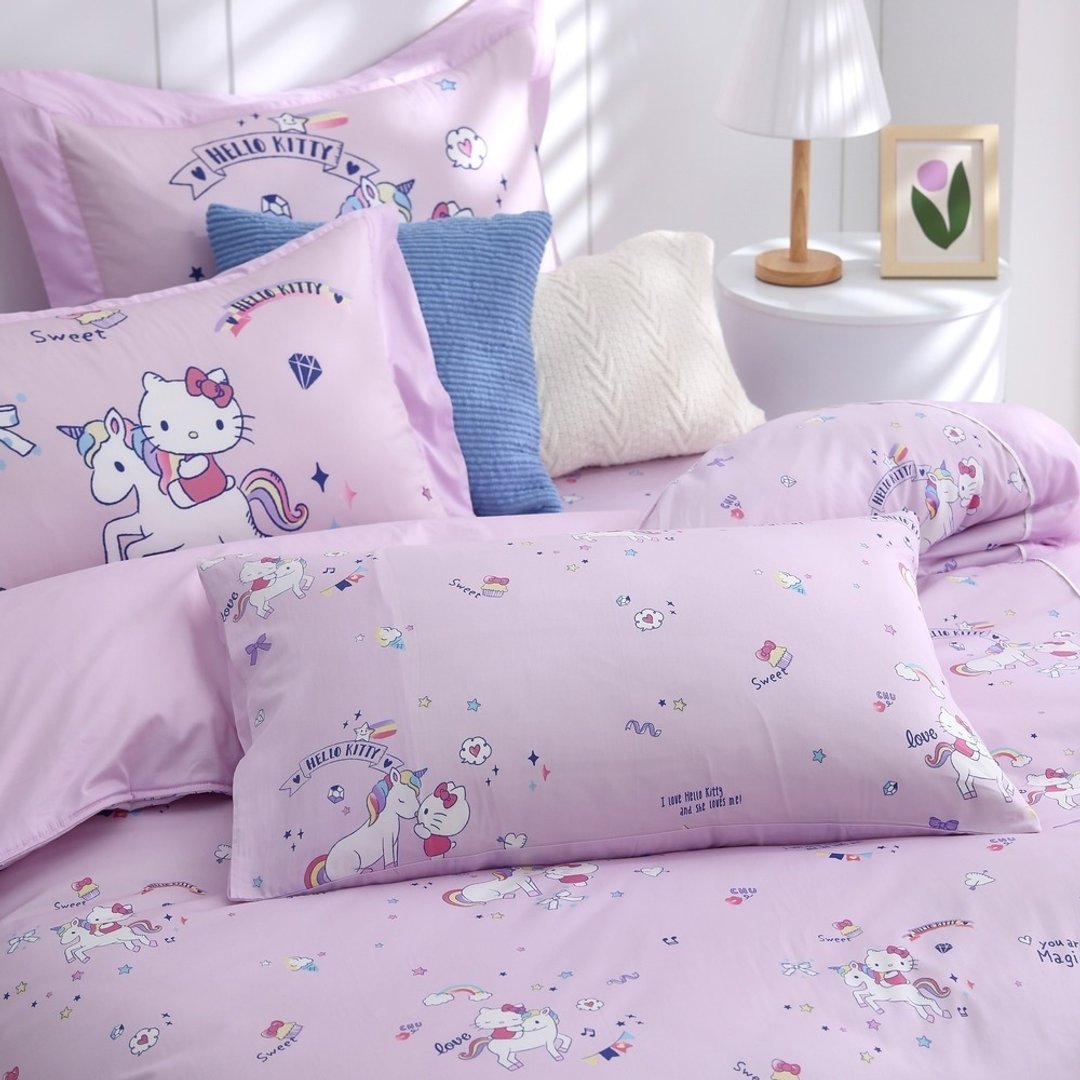 Hello Kitty-床包枕套组-独角兽-粉-正版授权 - 寝具 - 棉 