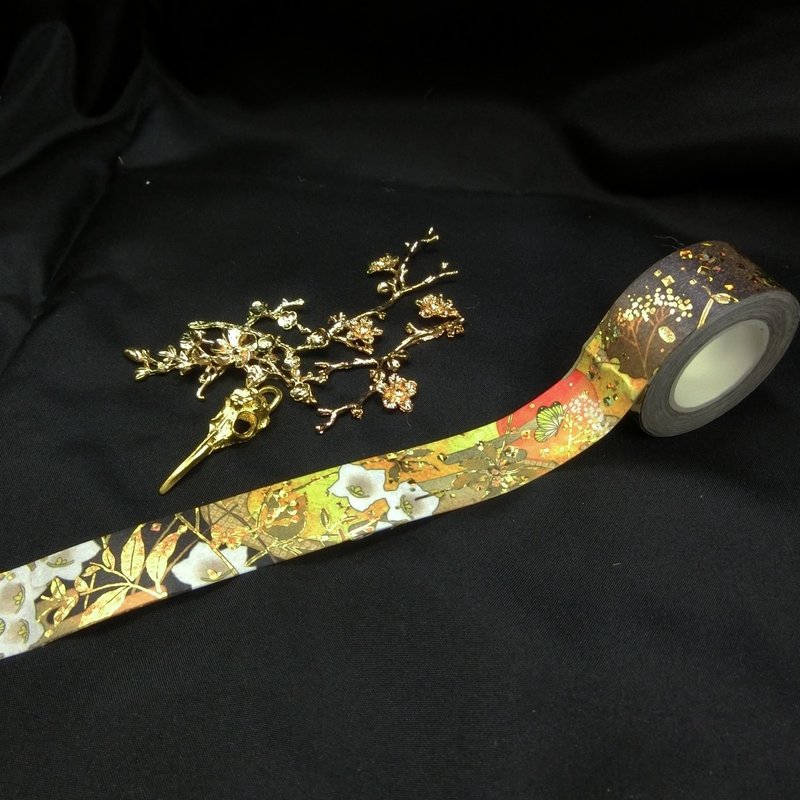 夕日之蝶-钻石雷射箔押-烫金纸胶带 - 纸胶带 - 纸 黄色