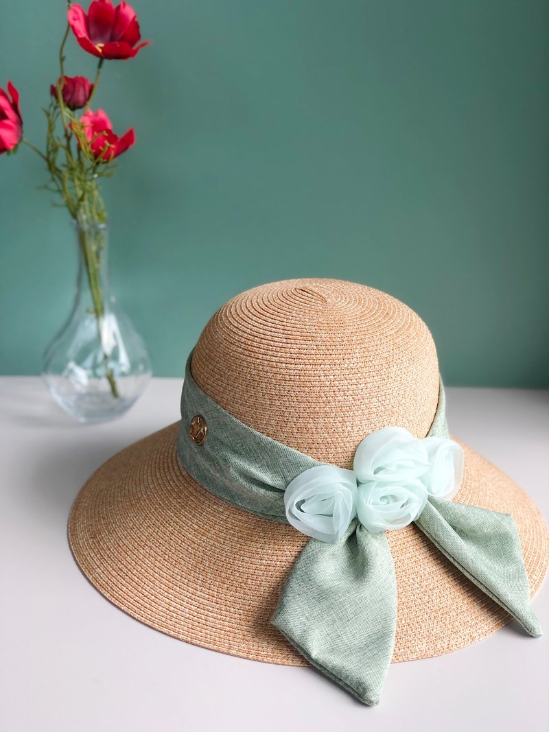 原创翠绿色花朵帽子 - 帽子 - 其他材质 绿色