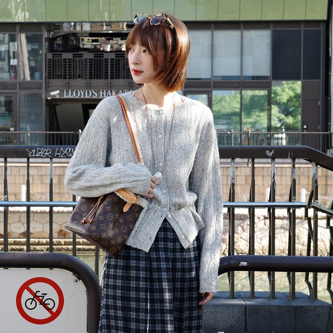 绞花系带开衫|针织衫|两色|秋款|Sora-1940 - 女装针织衫/毛衣 - 羊毛 多色