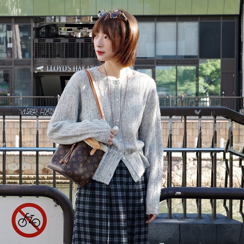 绞花系带开衫|针织衫|两色|秋款|Sora-1940 - 女装针织衫/毛衣 - 羊毛 多色
