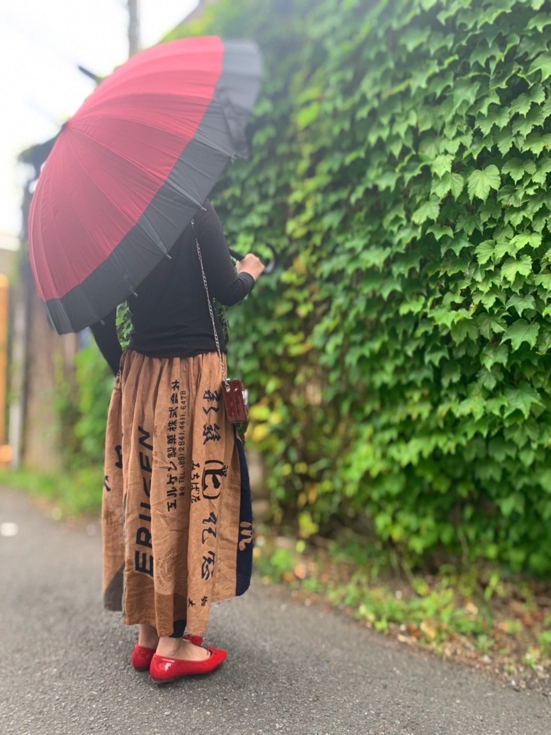 柿涩染的毛巾翻新裙 - 裙子 - 棉 卡其色