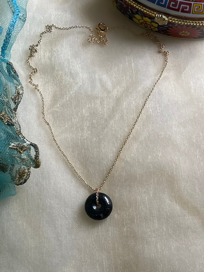 【平安好运链】黑翡翠项链 II 缅甸玉无优化 天然A货翡翠 - 项链 - 玉石 