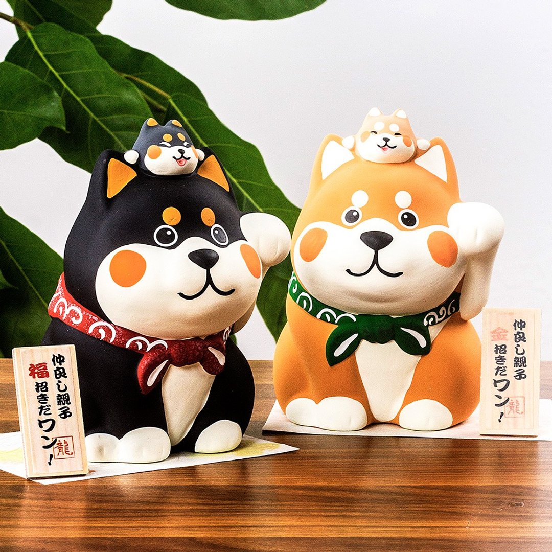 日本京都 龙虎作柴犬 卡通旺财狗存钱罐陶瓷创意摆件开业生日礼物 - 储蓄罐 - 陶 