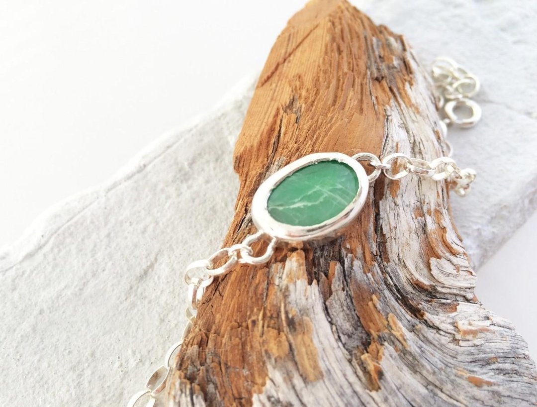 Burmese natural jade SV bracelet - 手链/手环 - 宝石 绿色