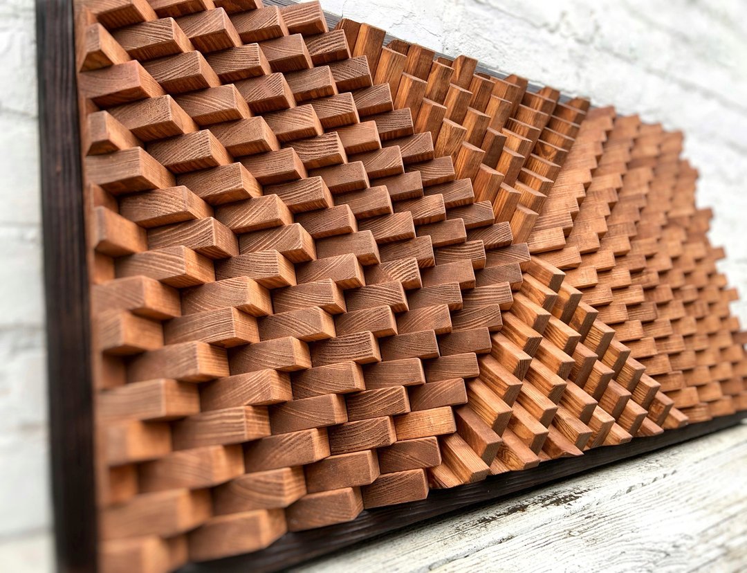 3D Wood Wall Art - Natural Wood - Office Decor - Music Room - Acoustic Panel - 墙贴/壁贴 - 木头 咖啡色