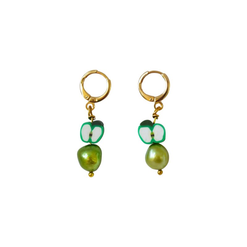 Green apples and green freshwater pearl earrings | by Ifemi Jewels - 其他 - 其他材质 金色