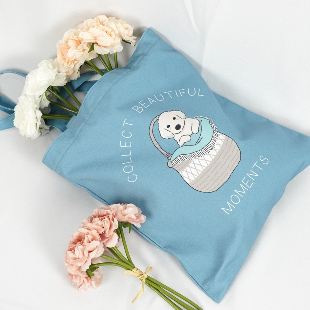 Canvas Tote Bag Minimal Style (Puppy Blue) - 手提包/手提袋 - 聚酯纤维 蓝色