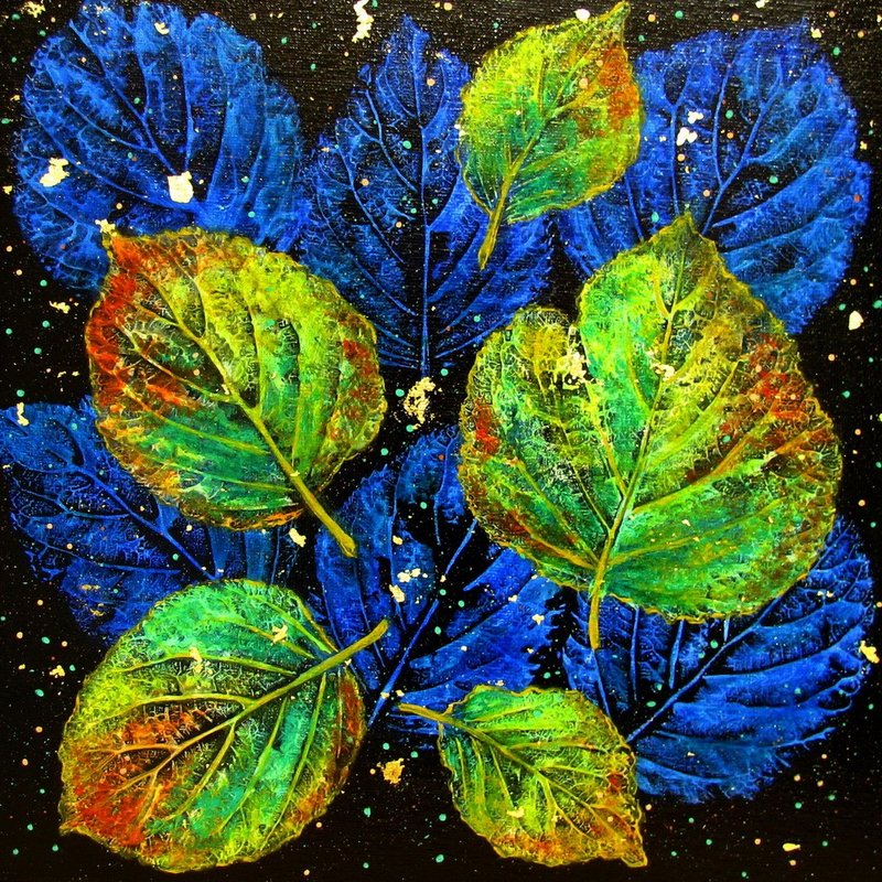 木框画布面板上的植物风格叶压克力画 - 墙贴/壁贴 - 其他材质 多色