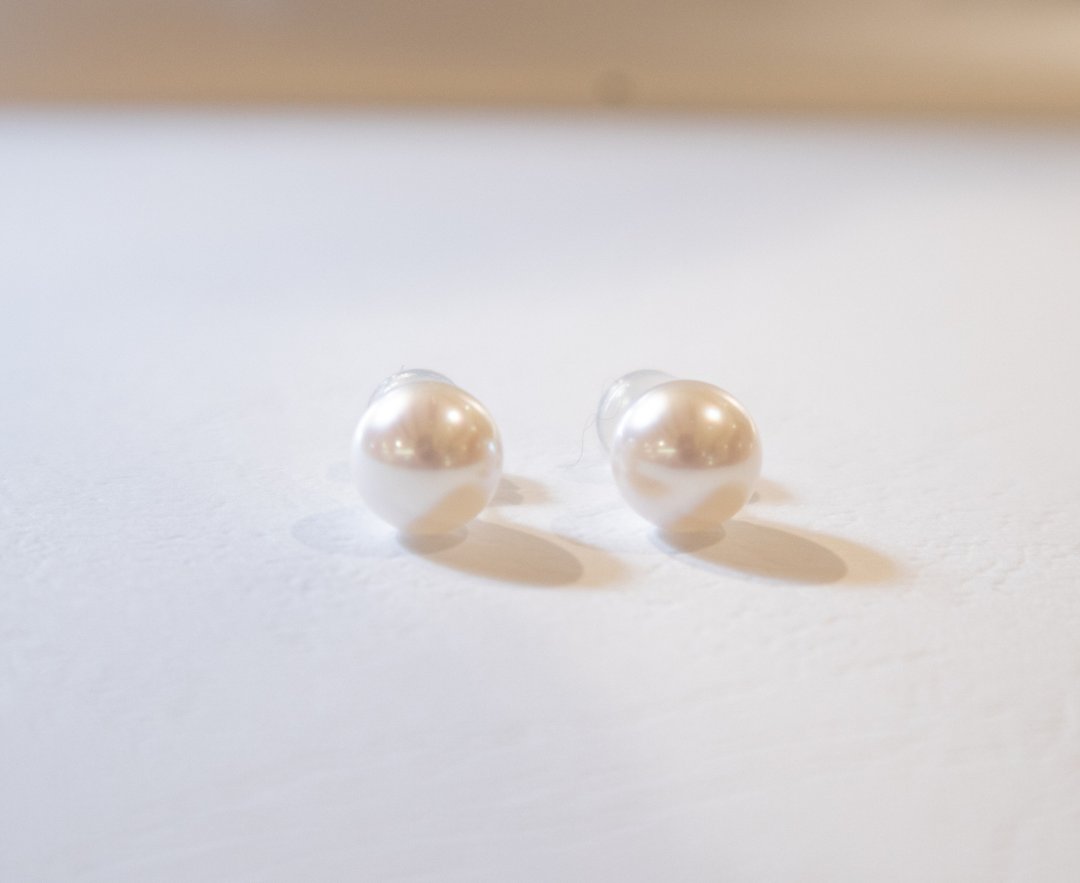 日本 Akoya 珍珠耳环 7-7.5mm 18k金 - 耳环/耳夹 - 珍珠 银色