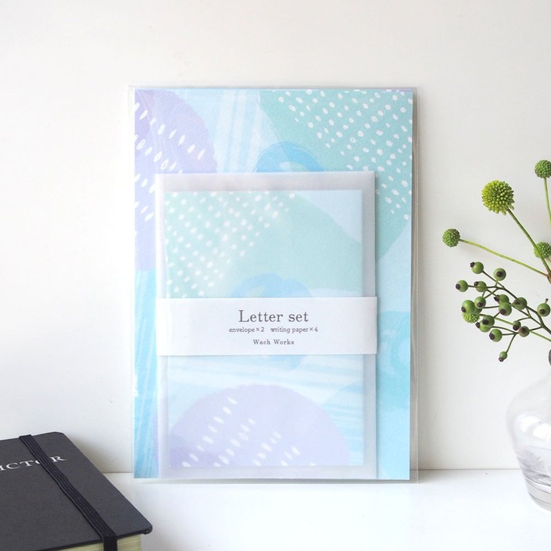 水彩风格水蓝色调信纸组 - 信封/信纸 - 纸 蓝色