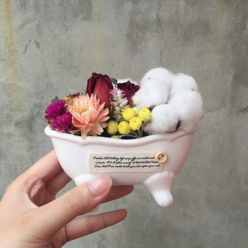 干燥花花束 浴缸造型 棉花 现货 - 植栽/盆栽 - 植物．花 白色