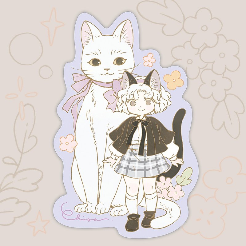 预购 Chiya 菱格纹贴纸 Meow Girl 系列 - 贴纸 - 纸 