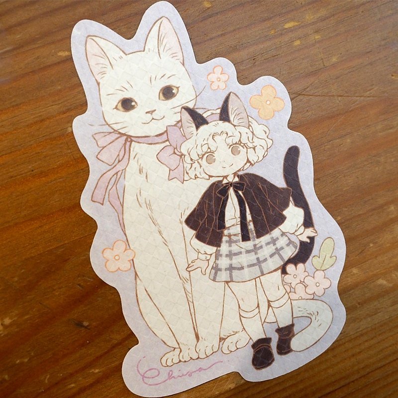 Chiya 菱格纹贴纸 Meow Girl 系列 - 贴纸 - 纸 