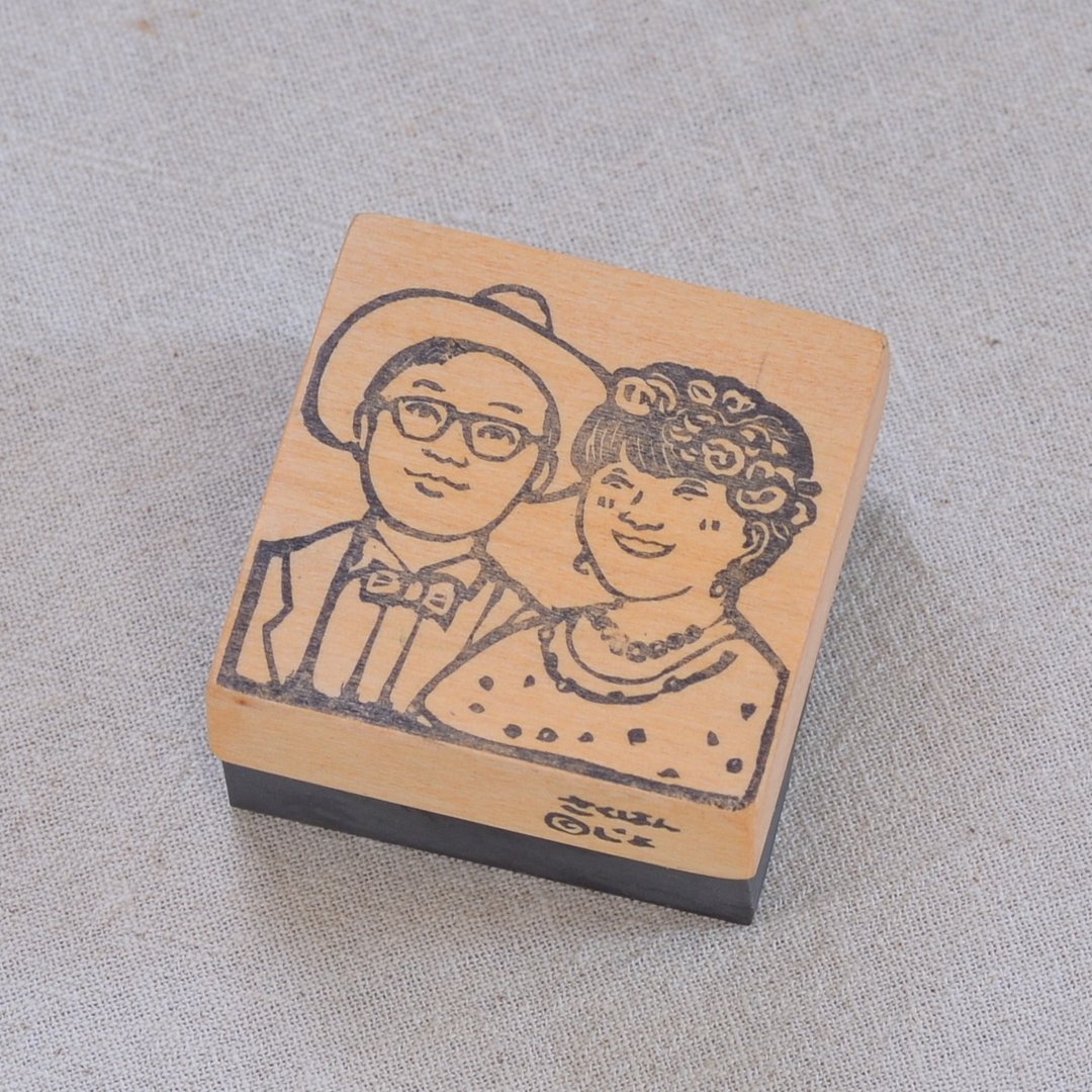 Bridal Portrait stamps (2 people/no letters)[hand carved] - 印章/印台 - 橡胶 