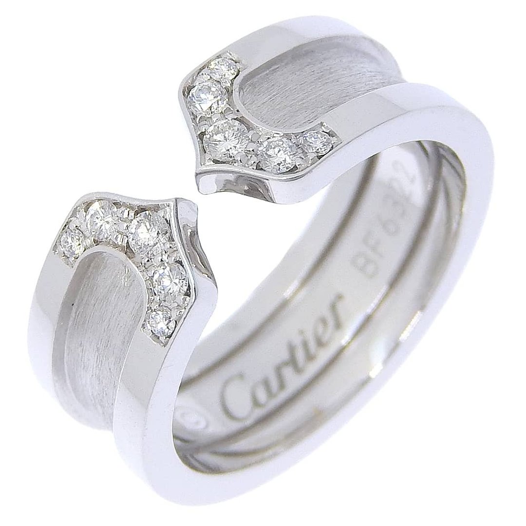 【日本直送】卡地亚 CARTIER C2 戒指 8号 K18WG×钻石 约6.8g 女仕【二手】 - 戒指 - 贵金属 银色