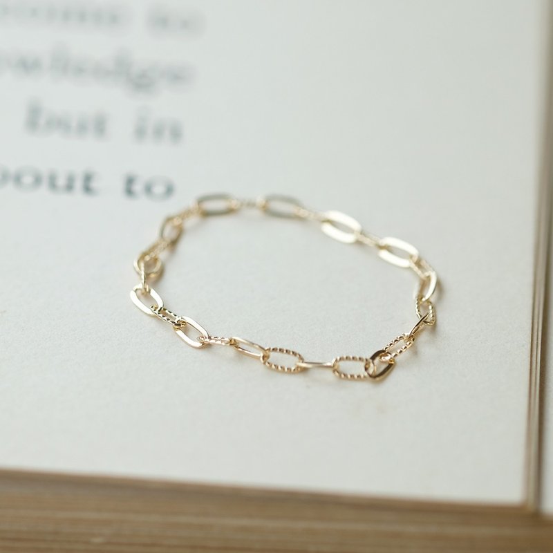 细致雕花圈圈链戒 简约款 尾戒 女生礼物 14K 包金 注金 可水洗 - 戒指 - 半宝石 黄色