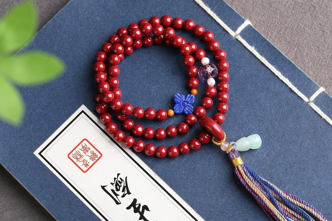 天然原矿朱砂精品紫金砂三圈手链含量95%以上6mm - 手链/手环 - 宝石 