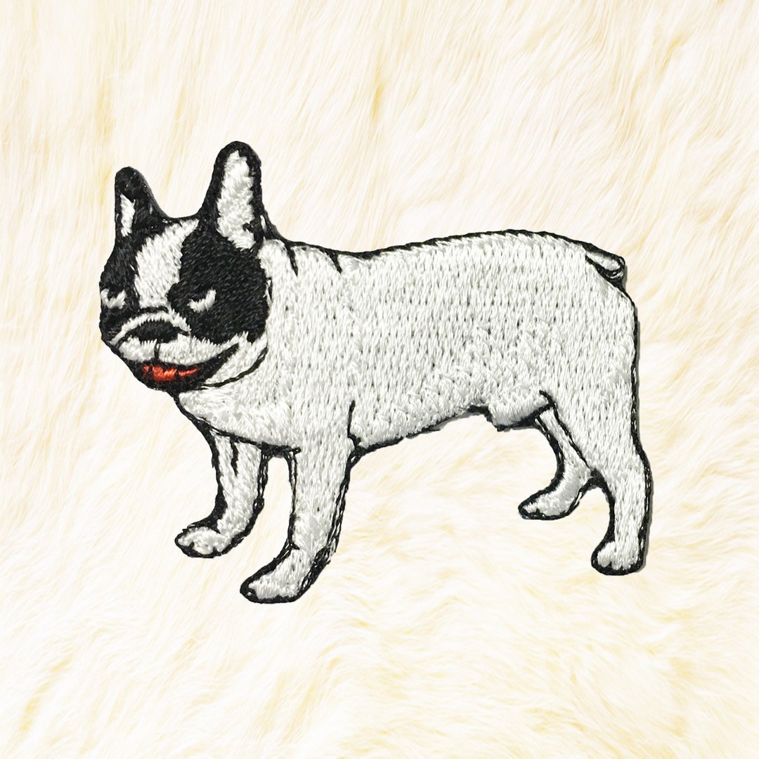 French Bulldog Dog Iron on Patch Buy 3 Get 1 Free - 编织/刺绣/羊毛毡/裁缝 - 绣线 白色
