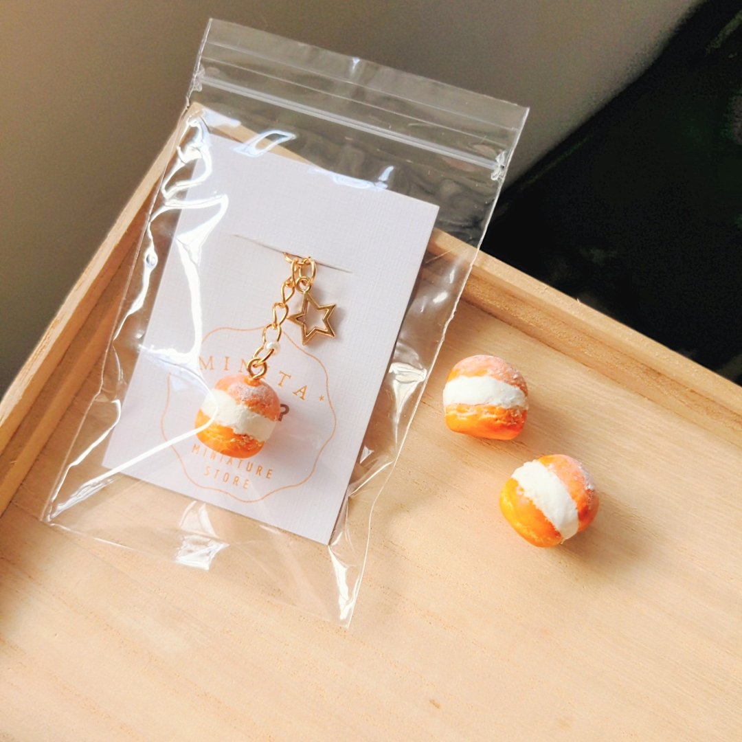 minita* 迷你罗马生乳包 高仿真 挂饰 吊饰 疗愈小物 袖珍食玩 - 吊饰 - 树脂 橘色