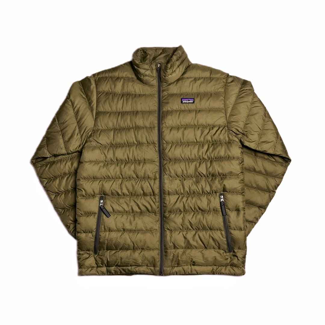 Patagonia 橄榄绿色羽绒外套 - 男装外套 - 聚酯纤维 卡其色