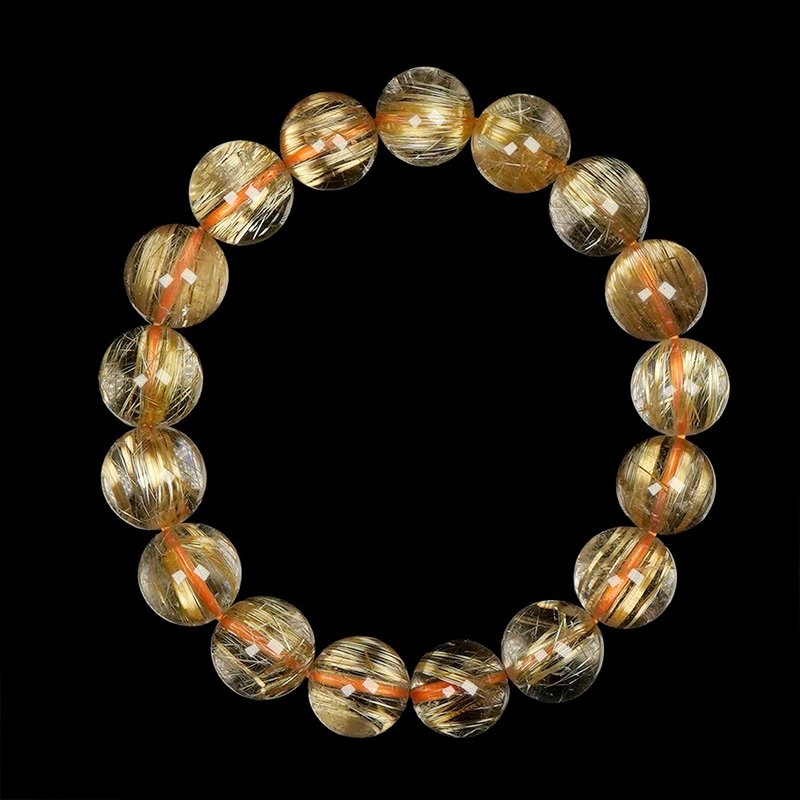 【正佳珠宝】金钛晶 超顶级顺丝猫眼钛 10.8-11.4mm 猫眼金钛晶 - 手链/手环 - 半宝石 多色