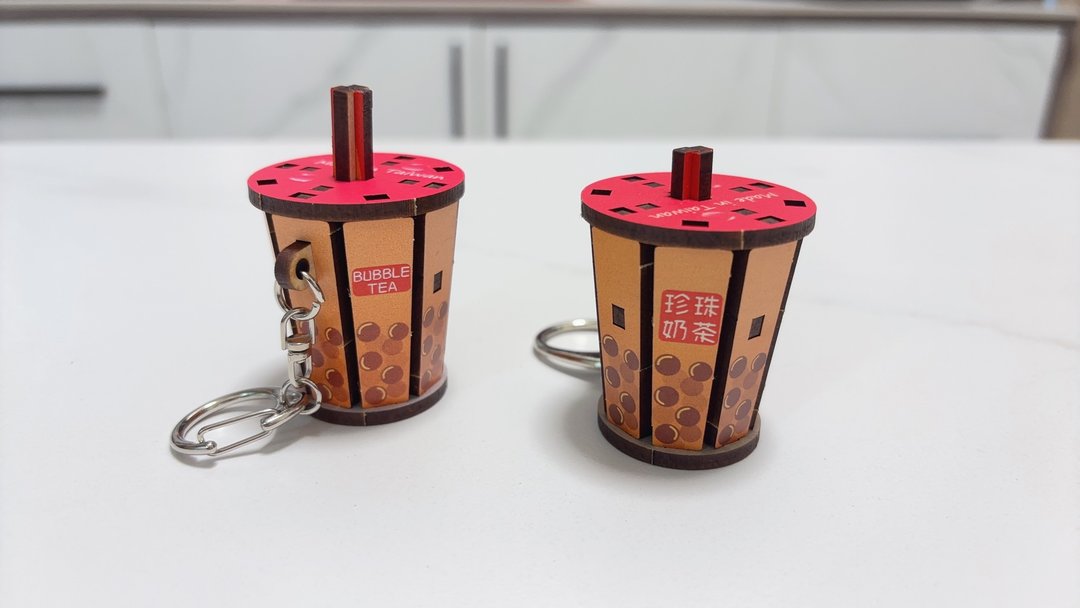 3D组合钥匙圈 珍珠奶茶  DIY 材料包 台湾美食 - 零件/散装材料/工具 - 木头 多色