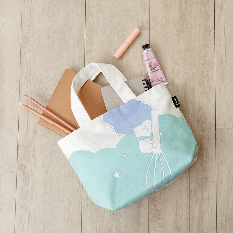 魔法甜点包(小包 飞行打蛋器) - 手提包/手提袋 - 棉．麻 蓝色