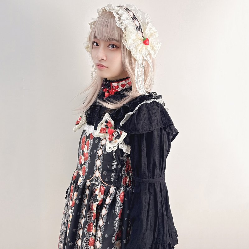莓恋双响 Strawberry Garden JSK 黑莓少女 - 洋装/连衣裙 - 棉．麻 黑色