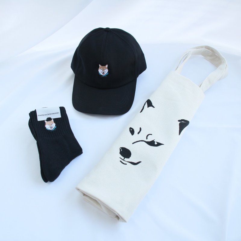 Goody Bag - 黑柴犬 特盛帽袜袋组合 - 其他 - 棉．麻 多色