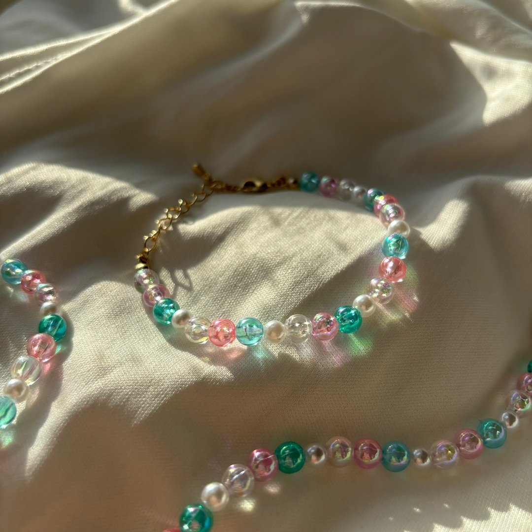/现货/ magical unicorn bracelet • 神奇的独角兽串珠手链 - 手链/手环 - 铜/黄铜 粉红色
