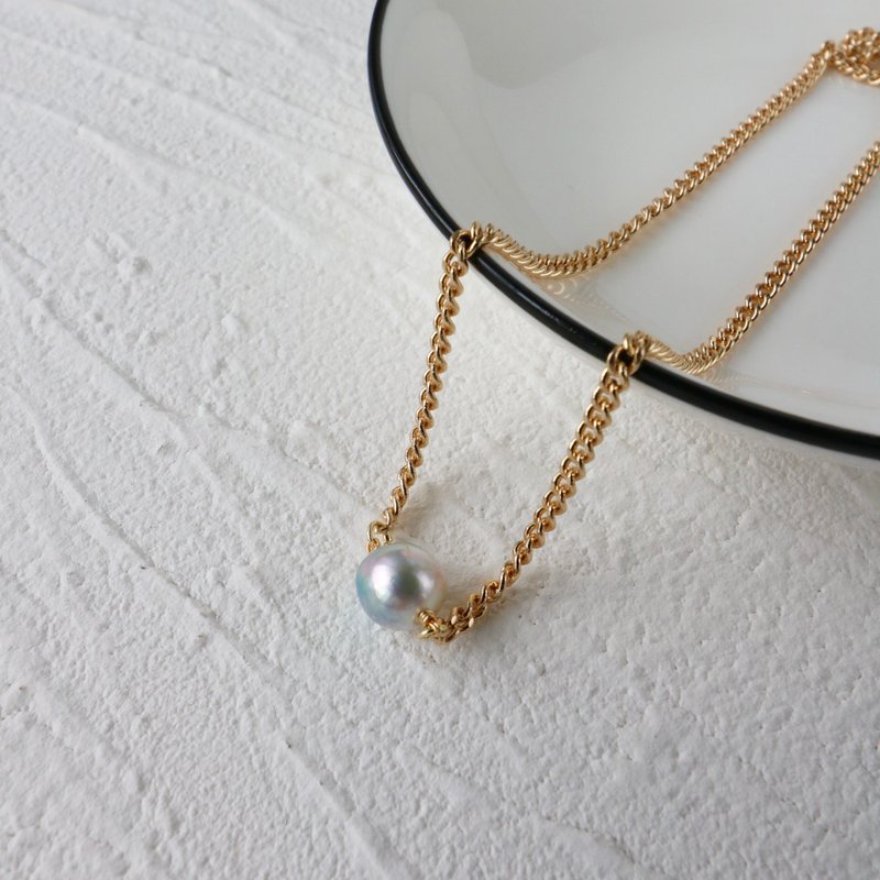 Blue Akoya 真多麻海水珍珠项链・金/银・圣诞礼盒・定制化礼物 - 项链 - 珍珠 金色