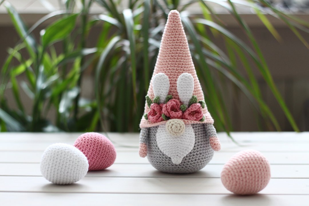 Easter gnome with three eggs, Easter gnomes, easter eggs, Easter decor - 玩偶/公仔 - 棉 