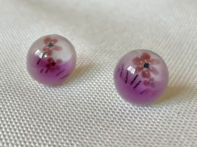 森林系列-小花耳针 - 耳环/耳夹 - 树脂 粉红色