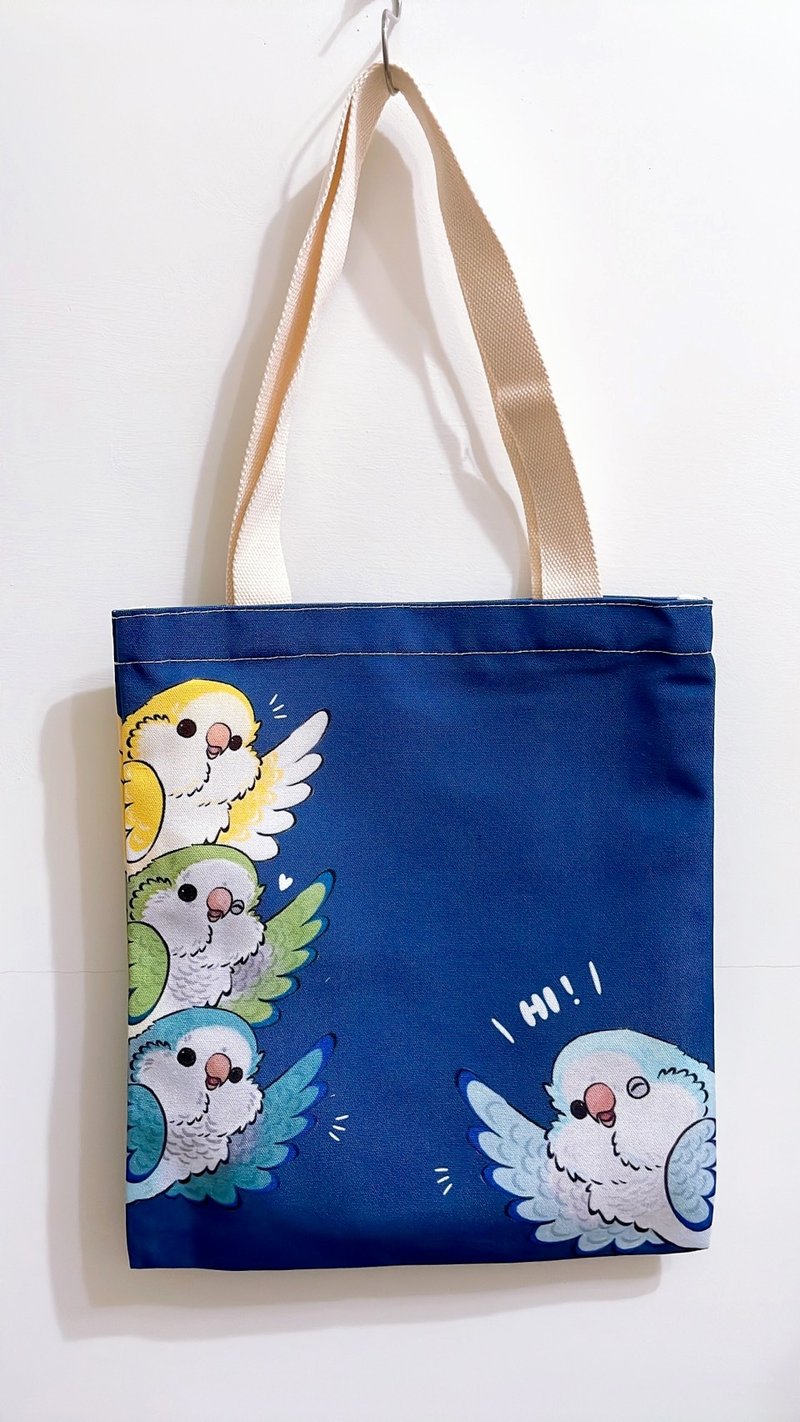 Rolia's 手作 【SAY HI !系列】和尚鹦鹉 帆布袋(宝蓝) - 侧背包/斜挎包 - 聚酯纤维 