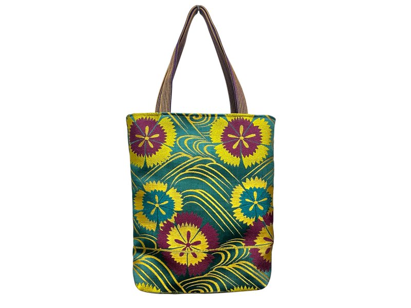 腰带改造托特包 独一无二 台湾制造 和风现代 - 手提包/手提袋 - 丝．绢 绿色