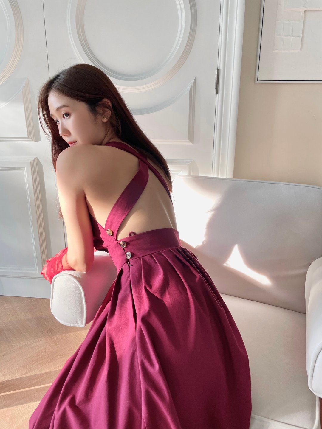 红色礼服 - 洋装/连衣裙 - 亚麻 红色