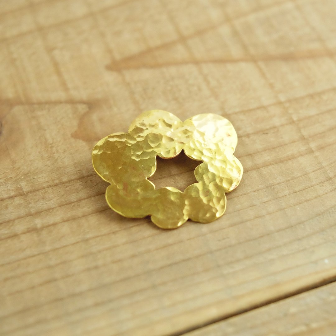 Brass brooch mokumoku B011-1 - 胸针 - 其他金属 金色