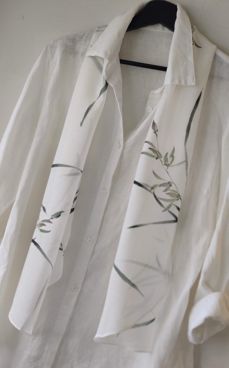 手绘雪纺轻清小围巾~空谷幽兰*雅白 - 丝巾 - 其他材质 