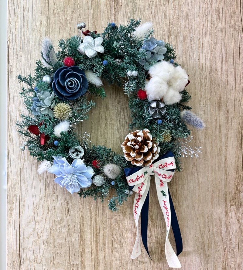 愈心花艺| | 圣诞节花礼| 雪夜蓝韵圣诞花圈 圣诞布置 - 干燥花/捧花 - 植物．花 