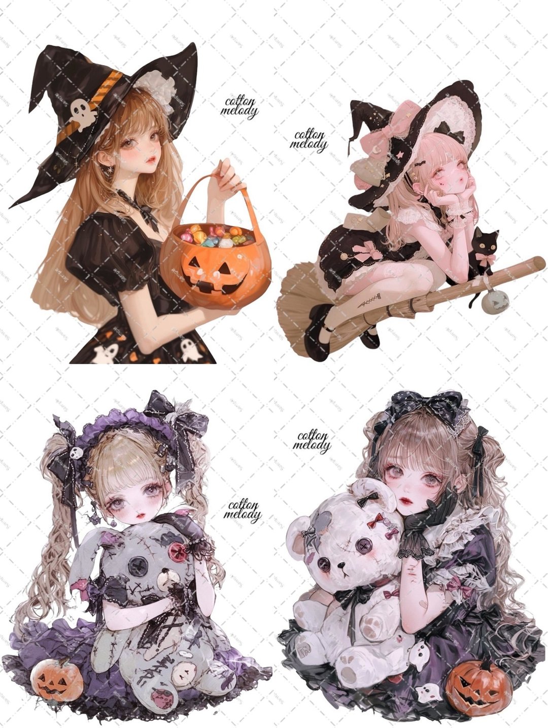 【期间限定】万圣节 20种各3张 / cotton melody / 少量套组 / 人物贴纸 / 赠品小物 【for girl 2】 - 贴纸 - 纸 