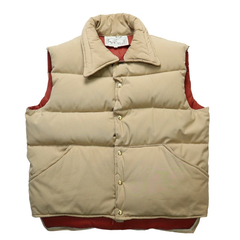 70-80s William Barry 美国制 卡其色羽绒背心 - 男装背心 - 尼龙 卡其色