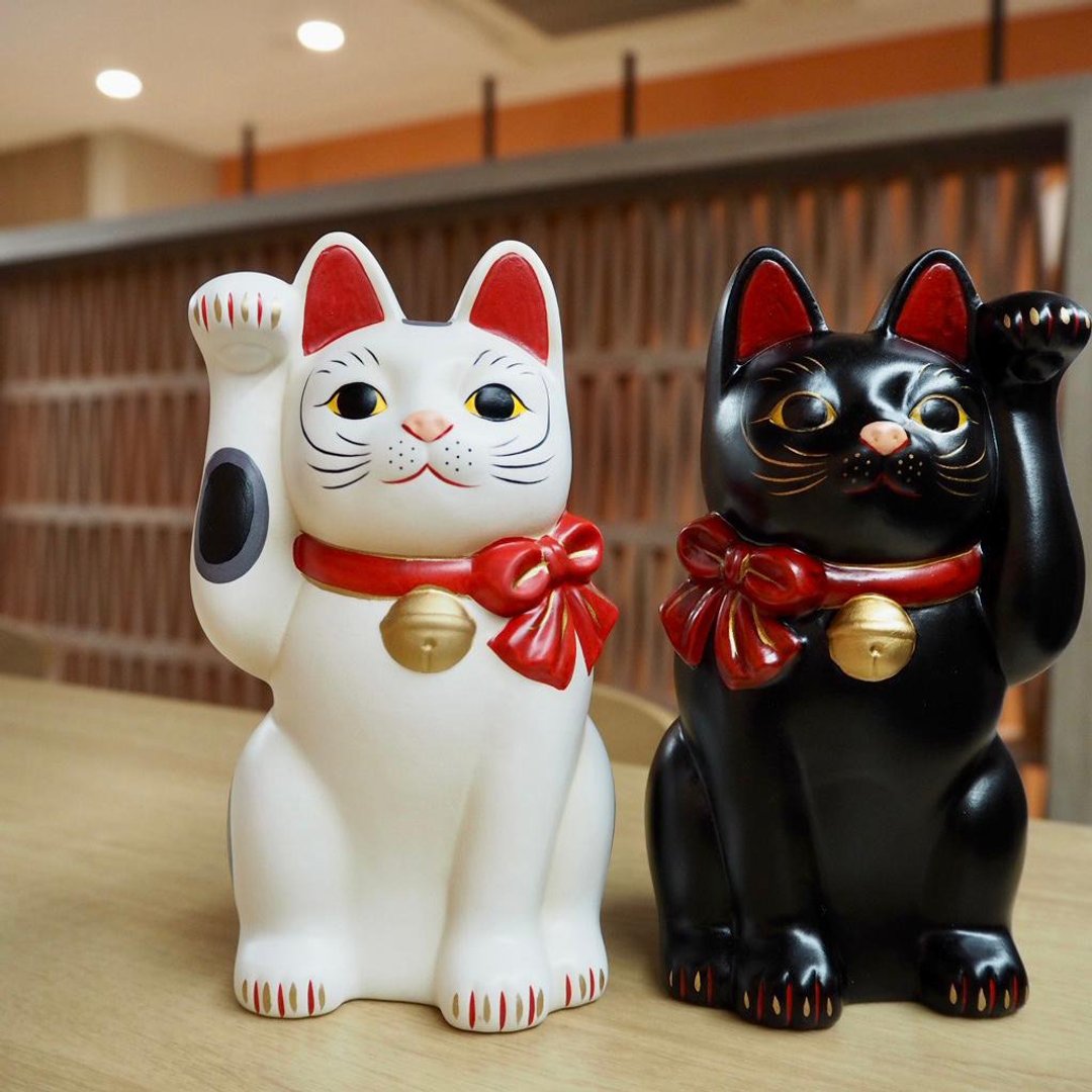 中外陶园 | 瀬户招财猫 福结 - 摆饰 - 陶 黑色