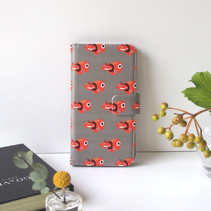 【手帐型手机壳】赤べこ - 手机壳/手机套 - 人造皮革 灰色