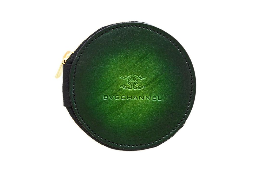 Achromo Green Circle Coin Case - 零钱包 - 真皮 绿色