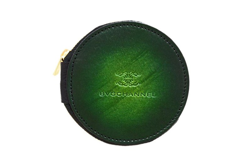 Achromo Green Circle Coin Case - 零钱包 - 真皮 绿色