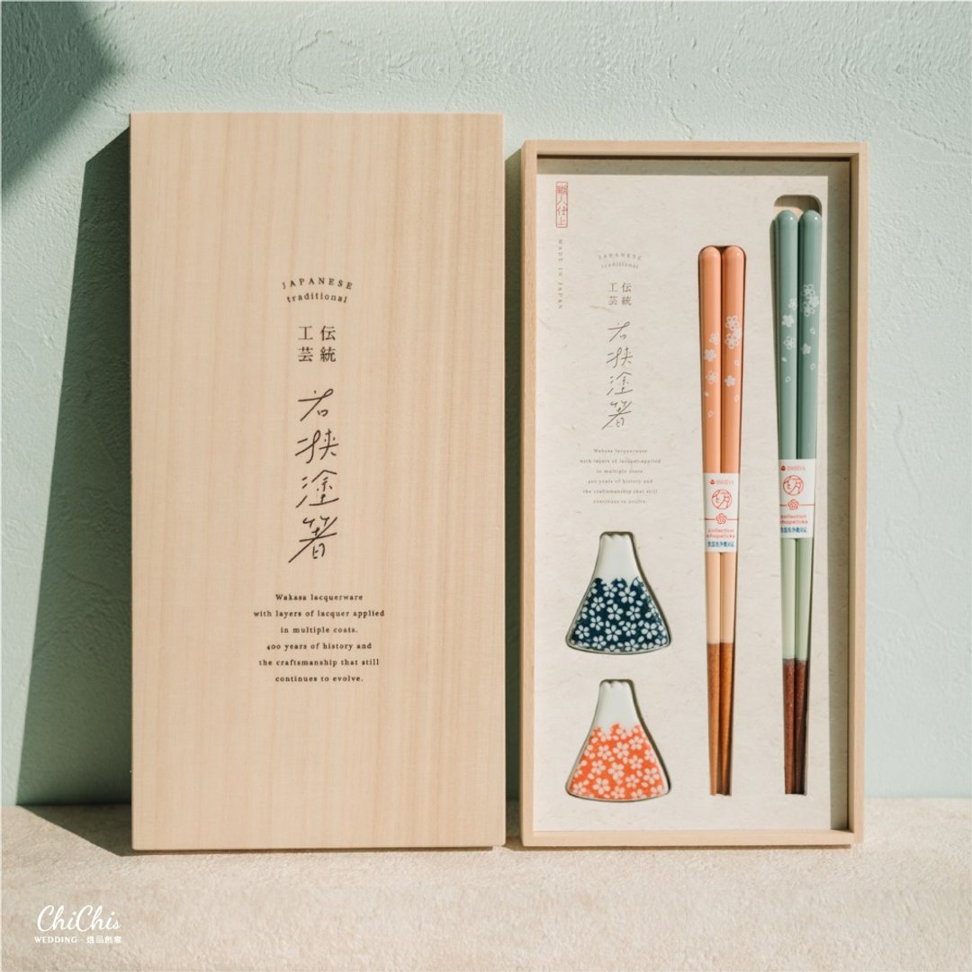 日本进口  山影花语对筷组  2 双入 - 筷子/筷架 - 木头 红色